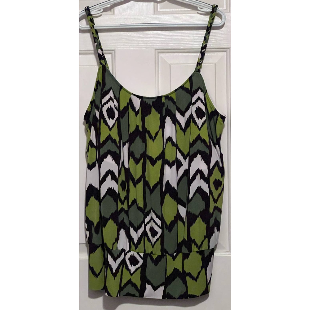 Cato Women's Green Black White Braided Straps Tank Size 22/24W